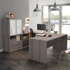 Bestar i3 Plus U Shape Computer Desk with Hutch in Bark Gray
