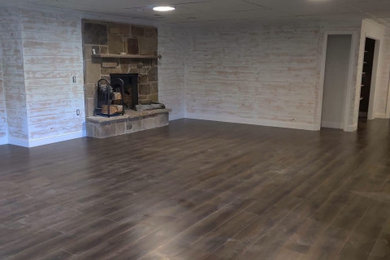 Inspiration for a contemporary basement remodel in Charlotte