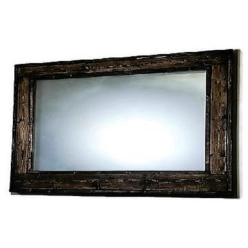 Double Vanity Herringbone Style Mirror, Jacobean, 60"x30"