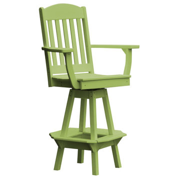 Poly Lumber Classic Swivel Bar Chair with Arms, Tropical Lime