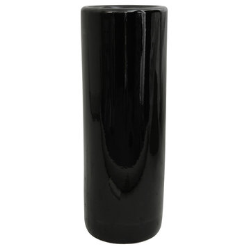 24" Solid Black Porcelain Umbrella Stand