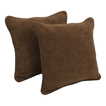 18" Microsuede Square Throw Pillow Inserts, Set of 2, Chocolate