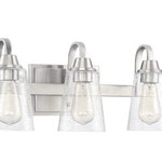 Craftmade - Grace 3-Light Bathroom Vanity Light in Brushed Polished Nickel - This 3-light bathroom vanity light from Craftmade is a part of the Grace collection and comes in a brushed polished nickel finish. It measures 21" wide x 8" high. Uses three standard dimmable bulbs. This light would look best in a bathroom. For indoor use.  This light requires 3 , . Watt Bulbs (Not Included) UL Certified.