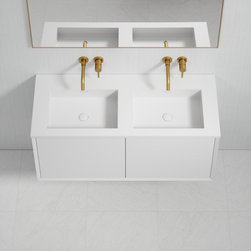 Volini Double Bathroom Vanity Unit Matte White 1200mm - Bathroom Vanity Units & Sink Cabinets