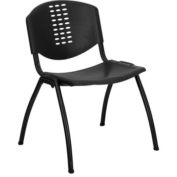 880 lb. Capacity Black Plastic Stack Chair With Black Frame