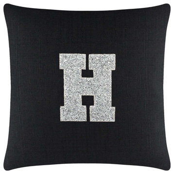 Sparkles Home Luminous Rhinestone Monogram Pillow, 14x20", Black