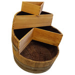Master Garden Products - Tiered Barrel Planter, Natural Finish - These unique multi-tiers barrel planters will become the center piece of your garden. 2 Cedar wood triangle beds creates different planting dimensions.