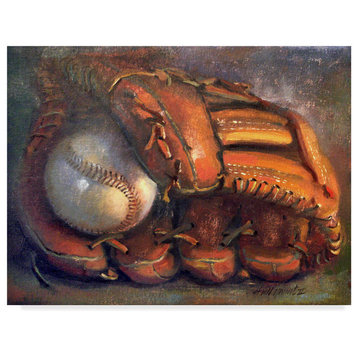 Hall Groat Ii 'Baseball With Mitt 7' Canvas Art, 19"x14"