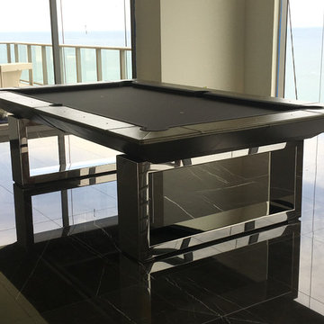 Custom Chrome and Leather Pool Table