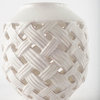 Forillon I Short White Glazed Lattice Pattern Vase, Short