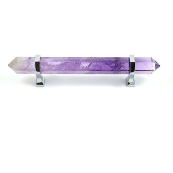 Long Bar Handle Purple Amethyst 8" Drawer Pulls, Chrome