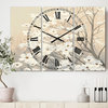 Brown Onn Gray Blossoms Traditional 3 Panels Metal Clock