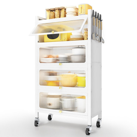 5 Tier Kitchen Organizer Shelf for Dishes, Wine, Pots, and Pans, White