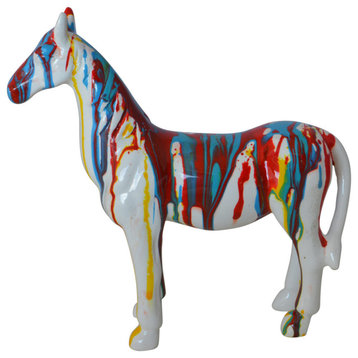 Modern art multicolored horse resin statue -  Size: 8"L x 2"W x 8"H.