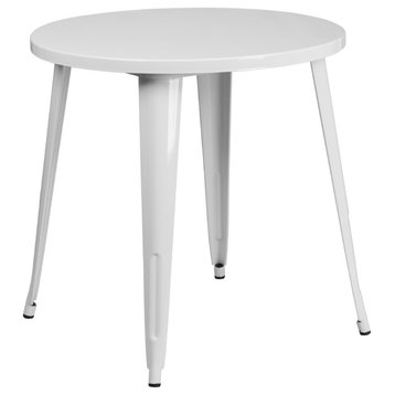 30" Round Metal Table, White
