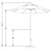 7.5' Black Push Lift Fiberglass Umbrella, Cyan