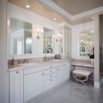 White Master Bath with Freestanding Tub