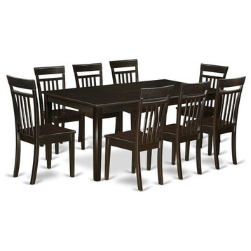 9-Piece Dining Room Set, Dining Table With Leaf Plus 8 Dining Chairs