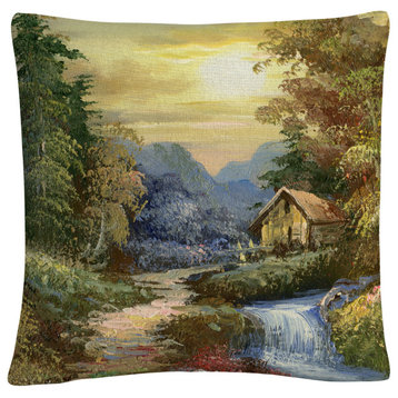 Tranquility Rustic Landscape By Masters Fine Art Decorative Pillow