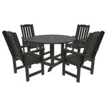Highwood USA - Lehigh 5-Piece Round Dining Set, Black - 100% Made in the USA - backed by US warranty and support