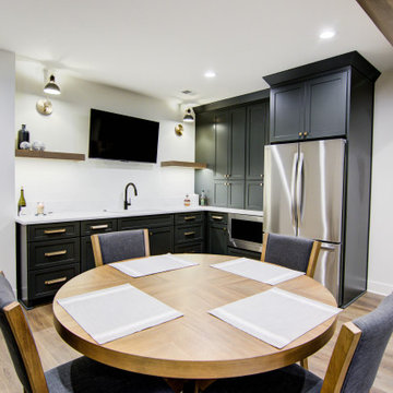 Warm & Inviting Basement Retreat with Kitchenette and Reading Nook