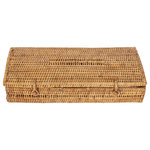 Artifacts Trading Company - 5 Section Tea Box With Lid, Honey Brown - Dimensions: