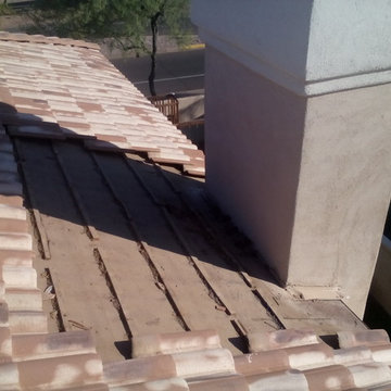 Scottsdale Tile Roof Repair with Chimney Cricket
