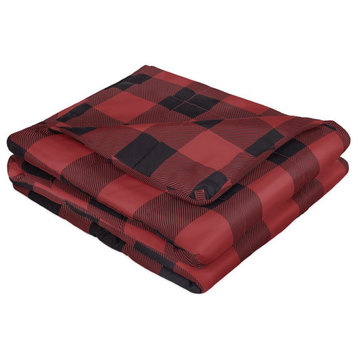 Safdie & Co. 48x72" Printed Microfiber Weighted Blanket in Red and Black
