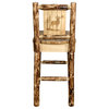 Montana Log Collection Wood Barstool In Stain And Lacquer MWGCBSWNR24LZELK