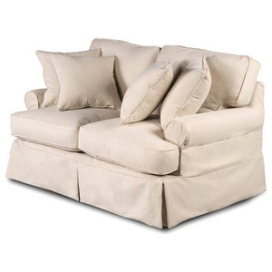 Box Cushion Loveseat Slipcover Performance Fabric Gray Contemporary Slipcovers And Chair Covers By Beyond Stores