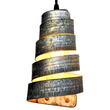 Wine Barrel Ring Pendant Light - Sanna - Made from CA wine barrels, Black Pendant Cord