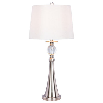 Fangio Lighting's #1525 30.75 inch Crystal & Brushed Steel Metal Table Lamp