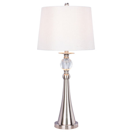 Fangio Lighting's #1525 30.75 inch Crystal & Brushed Steel Metal Table Lamp