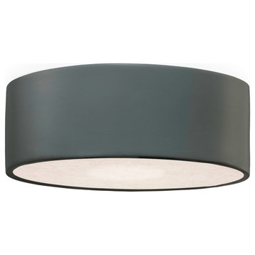 Short Round LED Outdoor Flush-Mount, Pewter Green