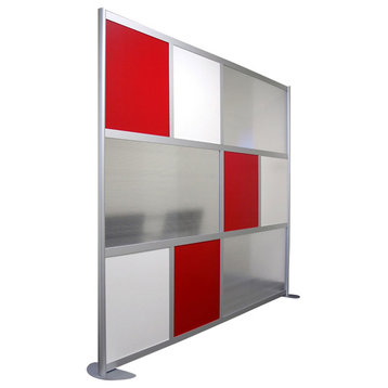 Loftwall Modern Room Divider, Modular Lightweight Frame, 8"x78", Red White