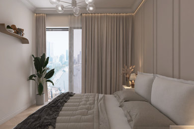 Modern Cozy Bedroom in Neutral Tones | Contemporary Interior Design