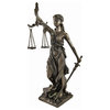 Bronzed La Justicia with Scales and Sword Statue 8 In.
