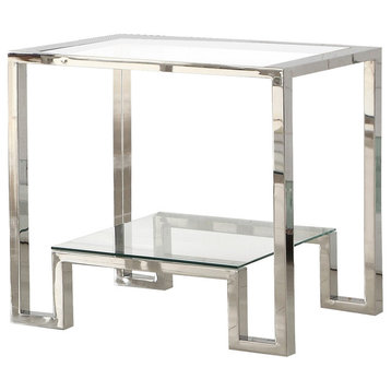 Glacier Point Clear Glass Living Room End Table
