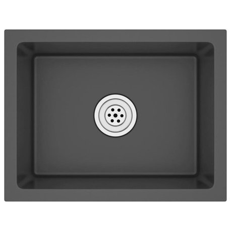 vidaXL Kitchen Sink Undermount Sink with Strainer Stainless Steel Sink Square, Black, 17.3" X 13.4" X 7.9"