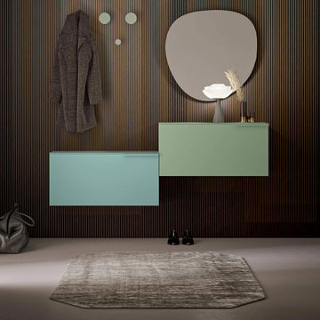 XL suspended multicoloured shoe storage units by Birex
