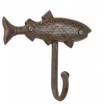 Antique Reproduction Nautical Fish Rustic Iron Hook Peg