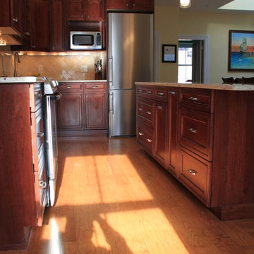 Transitional Cherry wood kitchen in Boston