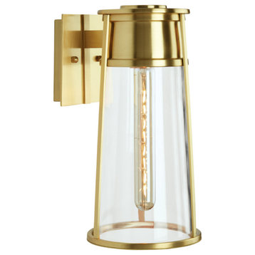 Norwell Lighting 1245-CL Cone 17" Tall Outdoor Wall Sconce - Satin Brass