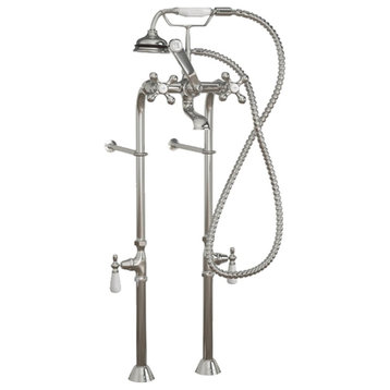 Clawfoot Tub Freestand Telephone Faucet Hand-Held Shower Combo, Polished Chrome
