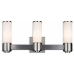 Livex Lighting - Weston 3-Light ADA Wall Sconce/ Bath Vanity, Brushed Nickel - This stunning design features a brushed nickel finish studded with hand blown satin opal white glass. This sleek design will brighten up bathroom. Pair it with the mini chandelier to give your bath that extra wow factor!