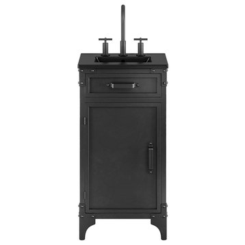 Modway Steamforge 18" Wood Bathroom Vanity with Fixed Drawer in Black