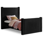 Meridian Furniture - Elias Upholstered Bed, Black, Twin, Velvet - Revamp your bedroom decor by adding the gorgeous and stylish Elias Velvet Twin Bed. Featuring a sleek and minimalistic design, this bed is constructed with a solid wood inner frame for long-lasting durability. The soft black velvet upholstery adds a touch of elegance to your bedroom, making it a perfect addition to any modern or contemporary living space.