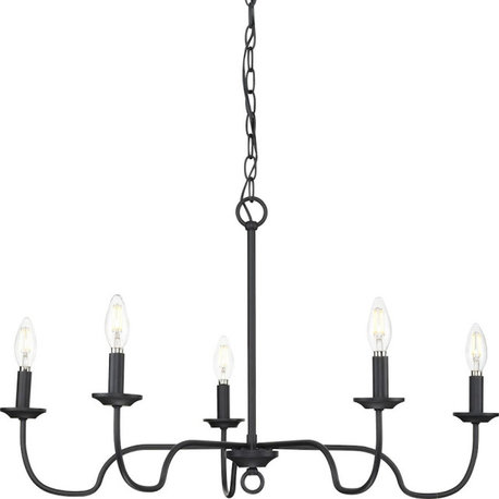 Progress Lighting Canebrake 5 Light Black Farmhouse Chandelier, P400291-31M