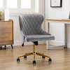 Nailhead Trim Velvet Home Office Chair, Grey