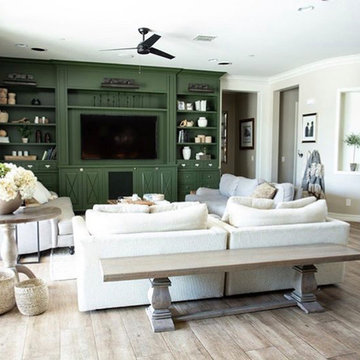 Green Modern Farmhouse-style Built-in Entertainment Center Wall Unit